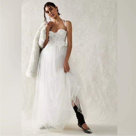 NWT For Love and Lemons Lily Bridal Dress White Corset Bustier Wedding Sz S - Picture 7 of 16